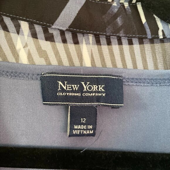 NWT New York Womens Denim Blue Cap Sleeve Striped Fit & Flare Dress Size 12 - Picture 3 of 7